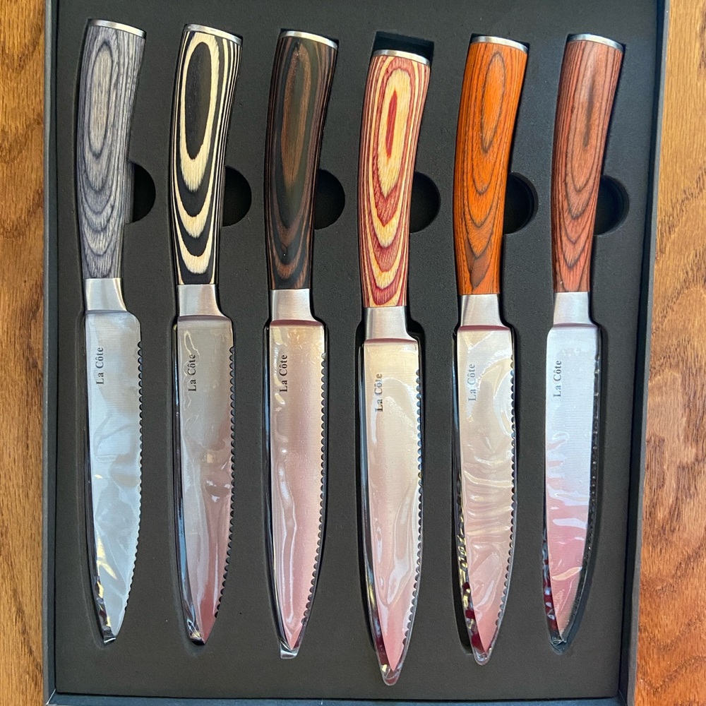 6 Piece Pakka Wood Steak Knife Set - La Cote Homeware Designs